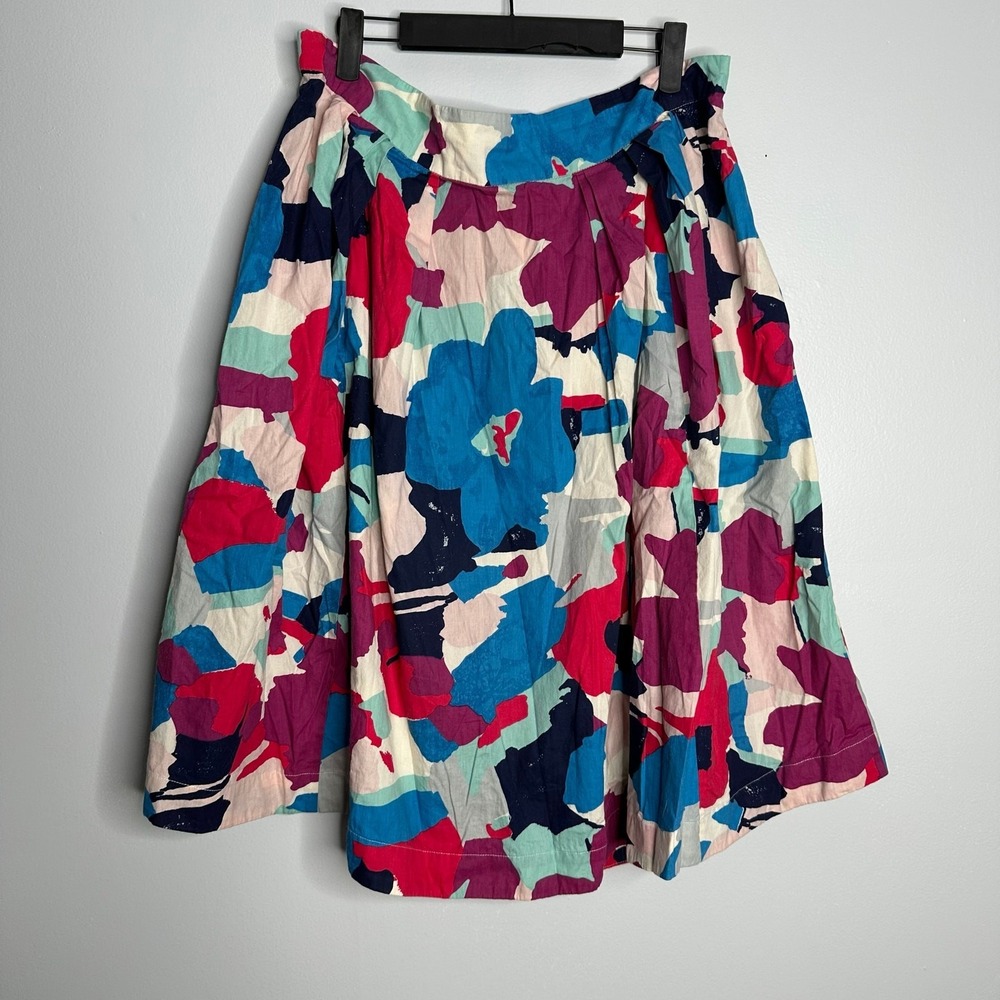 ModCloth x Emily and Fin Skirt Womens 1X Multicolor EUC Abstract Floral Pockets